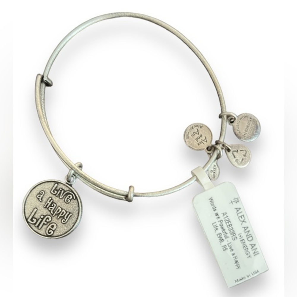 Alex and Ani Words are Powerful Live a Happy Life Charm Bracelet New with Tags